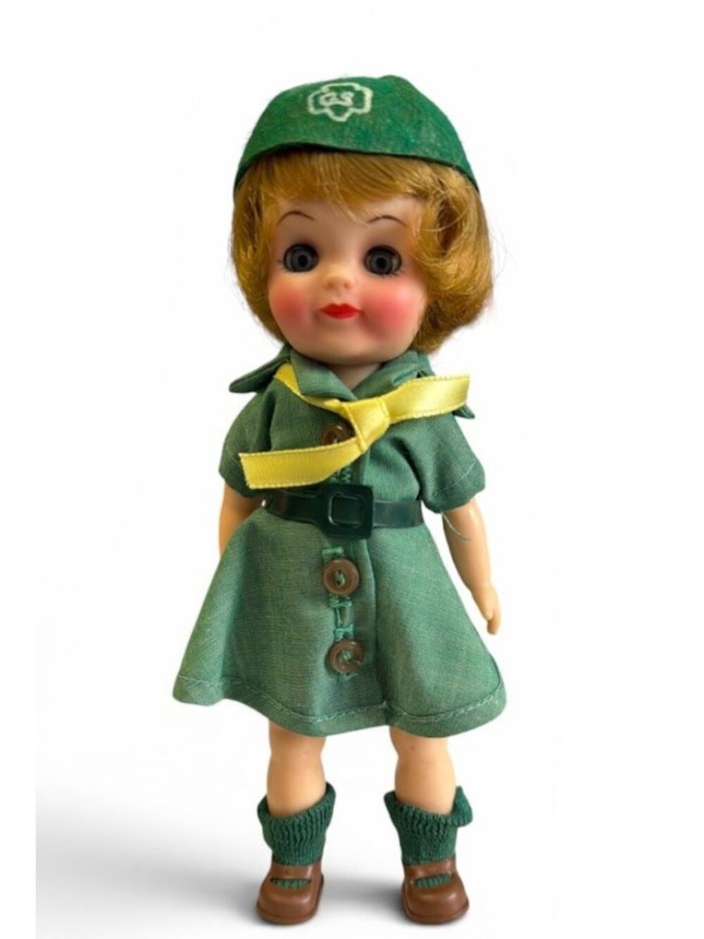 Vintage Girl Scout Doll With Original Box - Collectible 8" Figurine In Uniform